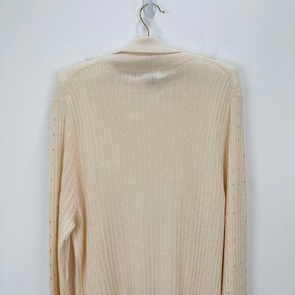 NEW J.Crew Featherweight Cashmere Turtleneck Sweater Rhinestones Buttercream 2X - Picture 12 of 16